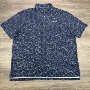 Polo RLX Golf Shirt Mens XXL Blue Floral Print Performance All Over Print AOP
